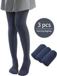 3pcs Plain Colored Kids Dance Stirrup Tights, Soft & Comfortable Leggings For Dance Practices, All Season - Multicolor - View 28