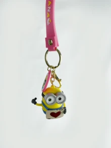 Minions Bob Love Letter Keychain Charm, Pink Edition, Romantic Figure, Heart Letter Prop, Bag & Key Decor, Room Accent, Valentine Gift, Anniversary Surprise, Alloy Chain, Kawaii Touch, Backpack Clip, Gift Ready, Limited Design, Pink Aesthetic, Bob Lover, Love Theme, Clip, Gift Ready, Limited Design, Pink Aesthetic, Bob Lover, Love Theme, ute - 鮑伯情書款 - 查看 7
