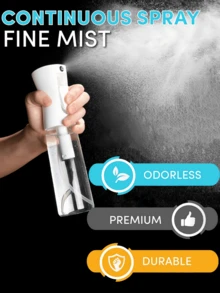 1pc Continuous Fine Mist Spray Bottle: Leak-Proof, Nozzle For Perfect Even Spraying. For Hairstyling Taming Frizz, Skin Care Misting, Plant Watering, Cleaning Solutions & Essential Oils. Ideal For Morning Routines, Salons, Gardens & Home Use By Beauty Enthusiasts, Gardeners & Homemakers. Versatile & Refillable. - 白色 - 查看 4