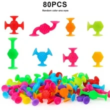 40/80 Pcs Building Toy Bath Toy Suction Cup , Sensory Suction Bath Toys For Toddler, Kids Suction Fidget Toys Suction Cup Toys For Windows Travel Stress Relieve Toys - Multicolor - View 10
