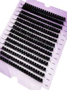 anlinnet 252pcs/Set 14-Row 100D 0.05/0.07mm Faux Mink Eyelashes 9-16mm Mixed Length, 3D Russian Curl Individual Lashes, Black Makeup Eyelash Extension, Purple Box Packaginglash Clusters,Eyelash Clusters,Individual Eyelashes,Lashes,Fake Lashes - Black - View 3