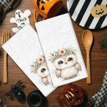 2/4 Pcs Set, Dish Towels, Owl Pattern Printed Super Absorbent Microfiber Modern Dish Cloths, Cooking And Baking Tea Towels, Cleaning Rags, Hand Towels, Highly Absorbent And Soft, Kitchen Decor, Gifts For Neighbors, Mothers, Birthdays, Housewarming Gifts For Friends, Kitchen Essentials, Daily Necessities
