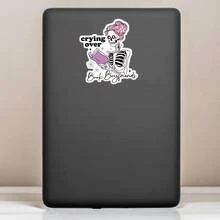 1PC "Crying Over Book Boyfriends" Skeleton Reader Sticker – Dramatic Romance Meme, Waterproof Vinyl For Tablet Covers, Bookshelves & Bookish Hearts. Stickers Scrapbook Supplies Funny Stickers Scrapbooking Supplies Kindle - Multicolor - View 7