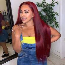 Eulisi Peruca Frontal de Renda 13X4 Reta de Cabelo Humano, Densidade de 150, Renda Transparente para Mulheres, Pré-Arrancada com Cabelo de Bebê, Cor Natural, Peruca Curta 8-14 polegadas, Cor Marrom 4#, Cor 613#, Cor Vermelho, Cor Borgonha Ombré, Loiro Mel P10/613#, P18/613#, Laranja - Preto - Visão 59