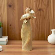 MINGZHANG 1pc Resin Sculpture Of A Woman Holding A Sheep, A Symbol Of Peace, A Warm Desktop Portable Ornament, Suitable For Living Room Desktop Decoration, Jesus Birthday Series Ornaments, Suitable For Friends' Birthday Gifts, Perfect Gifts For Christmas And Easter - 彩色 - 查看 4