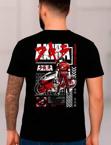 Akira T-Shirt Japanese Anime Manga Drawing Nostalgia Geek Style 100% Cotton Unisex Plus Size Fashion Street Casual Shirt Men Women Streat Streatwear Immediate Shipping - 黑色 - 查看 1