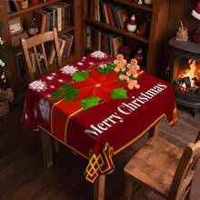 1/20 pièces Nappe de Noël, fleur de Noël, nappe à motif de lettres, nappe d'hiver, nappe rectangulaire, convient pour les fêtes à thème, la décoration de la maison, convient pour une utilisation intérieure et extérieure, décoration de Noël, cadeau de Nouvel An, haute qualité, Joyeux Noël - Multicolore - Voir 11