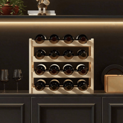 1Pc DIY Hand-Built Bamboo Wine Rack Multi-Layer Wine Rack 1 (6/8/9/12/16 Bottle Wine Rack),Desktop Shelves, Display Stands