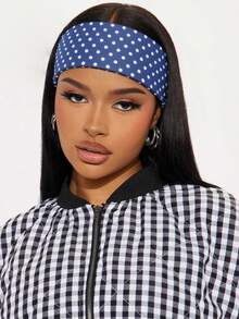 1 pezzo/4 pezzi Fascia elastica con stampa a pois retrò, versatile per la vita quotidiana, lo yoga, attività all'aperto, accessorio per capelli di moda per donne, sciarpa invernale per donne