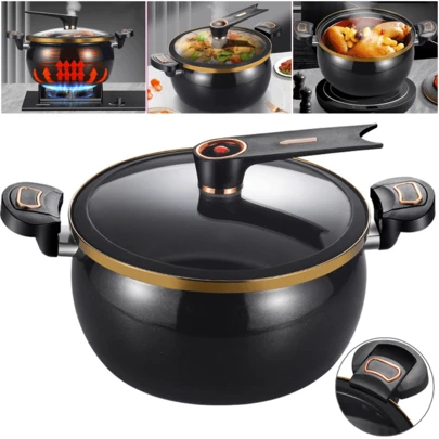 Lislark 7L Iron Micro Pressure Cooker Soup Pot Non-Stick Stock Pot Kitchenware With Lid