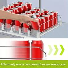 Drink Organizer For Fridge, Soda Can Organizer Dispenser For Refrigerator With Automatic Pusher Glide, Width Adjustable Clear Dividers Can Holder