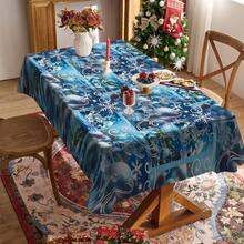 1/20 件圣诞桌布，圣诞球，雪花图案桌布，冬季桌布，长方形桌布，适合主题派对，家居装饰，适合室内外使用，圣诞装饰，新年礼物，高品质，圣诞快乐 - 彩色 - 查看 14