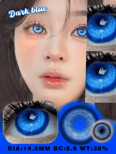 Lalens Lalens Halloween Contact Lenses, Cosplay Eye Contact Lenses, Colored Contact Lenses For Daily Eye Beauty. Two Soft Colored Contact Lenses In A Pack. Materials Include HEMA And NVP. Water Content Is 38%. Diameter Is 14.5 Mm. Base Curve Is 8.6 Mm. Natural Blue Contact Lenses (Suitable For Daily Wear). Colored Lenses (Suitable For Daily Makeup Eye Beauty). Halloween Costume Cosplay