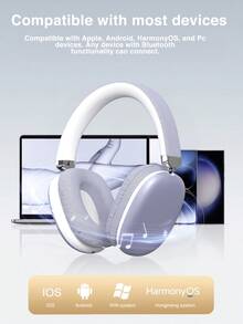 GENAI 无线耳机，带麦克风，HiFi立体声，可折叠轻巧，音量控制，3.5mm立体声线，强劲低音，适用于家庭、办公室、手机、电脑等场景。 - 紫色 - 查看 8