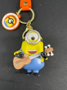 Minions Stuart Guitar Keychain Charm, Musical Minion, Guitar Detail, Bag & Key Decor, Desk Buddy, Gift For Music Lovers, Quirky Keychain, Alloy Chain, Kawaii Pop, Backpack Clip, Gift Ready, Limited Run, Minions Stuart Fan, Unique Gift, Pop Culture, Rock Vibes - Stuart Piano Model - View 9