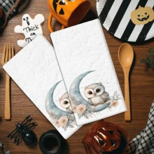 2/4 Pcs Set, Dish Towels, Owl Pattern Printed Super Absorbent Microfiber Modern Dish Cloths, Cooking And Baking Tea Towels, Cleaning Rags, Hand Towels, Highly Absorbent And Soft, Kitchen Decor, Gifts For Neighbors, Mothers, Birthdays, Housewarming Gifts For Friends, Kitchen Essentials, Daily Necessities
