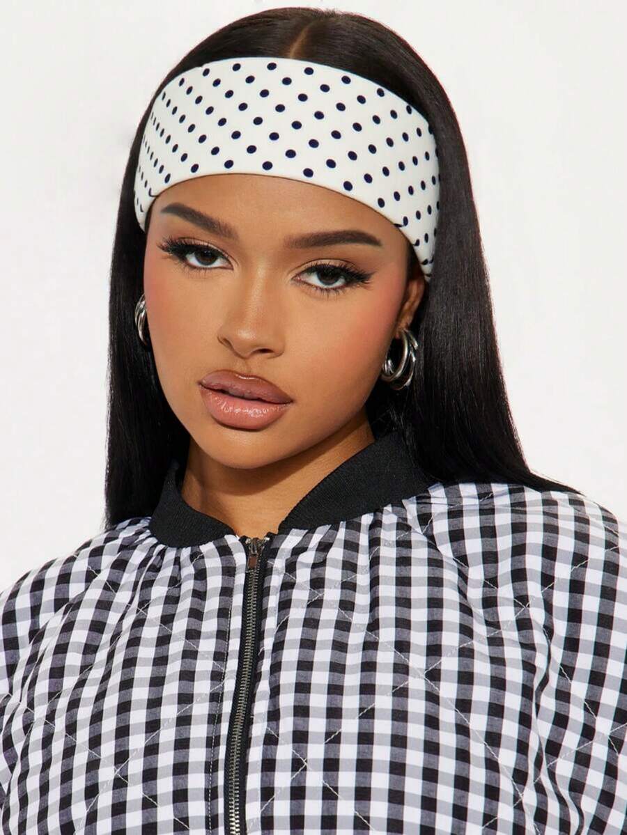 1 pezzo/4 pezzi Fascia elastica con stampa a pois retrò, versatile per la vita quotidiana, lo yoga, attività all'aperto, accessorio per capelli di moda per donne, sciarpa invernale per donne