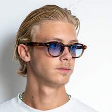 1 件装男士复古圆形眼镜经典复古男士圆形眼镜户外佩戴女士蓝色墨镜万圣节配饰返校时尚学院风 - Leopard\Blue Gradient Lens - 查看 8