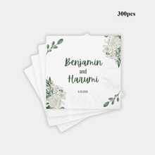 20-500张定制花卉图案三层婚礼餐巾纸，适用于婚礼、新娘送礼会、生日、周年纪念日及其他派对，是情侣的理想之选，白色一次性饮料/甜点餐巾纸，可定制派对餐巾纸，永恒之爱 - 彩色 - 查看 19