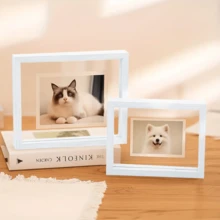 1pc Wooden Double-Sided Transparent Photo Frame, Tabletop Display, Thickened High-Definition Acrylic Clear Panel, Suitable For Photos, Plant Specimens, New Desktop Decor Frame