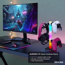 Multi-Device Gaming Stand | Compatible With PS/4, PS/5, Switch Controllers & Headsets | Dual USB & Type-C Charging Ports | 7 Vibrant Light Modes | ABS Material | Ideal For Home Entertainment Setup, Gaming Accessories