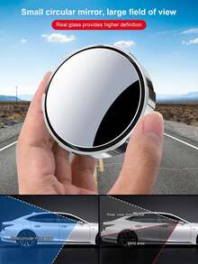 Espejo retrovisor del coche, espejo redondo pequeño (par), tipo de ventosa, espejo auxiliar de ángulo amplio de 360 grados, a prueba de lluvia, de alta definición, campo de visión amplio, reflectante, para cambio de carril mientras conduce, anti-arañazos y anti-colisión