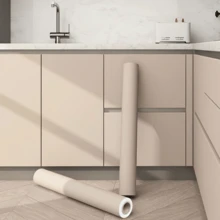 1卷纯色自粘乙烯基壁纸，可移除可剥离，接触纸，适用于橱柜、客厅、厨房、卧室现代装饰、家具翻新、秋季装饰 - 米色 - 查看 17