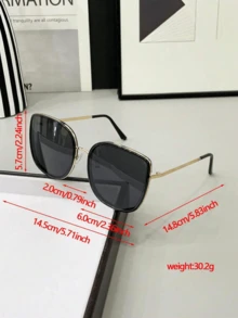 1pc Women's Square UV Protection Fashion Metal Frame Glasses, Suitable For Outdoor Activities And Photography