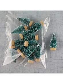 12/20/24 Pieces Tabletop Christmas Tree 4.5cm/1.77inch Green Decorations Mini Christmas Tree Pine Wood Tabletop Decorations Mini Set Party Decorations, Christmas Decorations, New Year Gifts - Blue-green - View 1