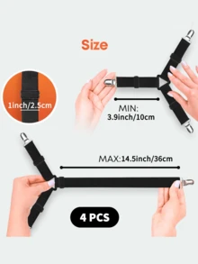 4pcs Bed Sheet Holder Straps: Elastic, Adjustable Fitted Sheet Keepers & Fasteners. Securely Lock Sheets, Prevent Slipping & Create A Smooth, Wrinkle-Free Bed. Ideal For Deep Mattresses, Home Use, Hotels. Perfect For Everyone.