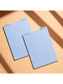 2 Pcs Blue Wooden Flip Top Binder Notebook With 360° Rotation - No Bleed-Through Paper For Perfect Double-Sided Writing, Ideal For School & Office Notes - 藍色 - 查看 4