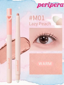 Peripera K-Beauty MOOD IN SHADE 眼影棒，附暈染刷頭，單色眼影筆，可用於眼影、下眼線與眼袋，高光亮澤閃粉提亮筆，柔和自然暈染，輕盈順滑，日常妝容 - #M01 LAZY PEACH - 查看 10