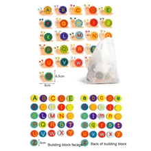 Khối xếp hình ghép hình ốc sên hoạt hình cỡ lớn dành cho trẻ em, 26 trò chơi ghép hình nhận dạng chữ cái tiếng Anh viết hoa và viết thường, phù hợp cho bé trai và bé gái, khai sáng tiếng Anh, đồ chơi giáo dục gia đình, quà tặng Giáng sinh, sinh nhật, mẫu giáo - Nhiều màu - Xem 3