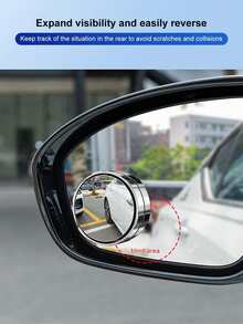 Espejo retrovisor del coche, espejo redondo pequeño (par), tipo de ventosa, espejo auxiliar de ángulo amplio de 360 grados, a prueba de lluvia, de alta definición, campo de visión amplio, reflectante, para cambio de carril mientras conduce, anti-arañazos y anti-colisión