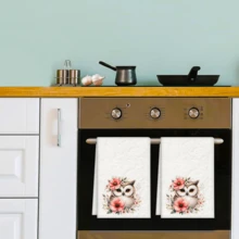 2/4 Pcs Set, Dish Towels, Owl Pattern Printed Super Absorbent Microfiber Modern Dish Cloths, Cooking And Baking Tea Towels, Cleaning Rags, Hand Towels, Highly Absorbent And Soft, Kitchen Decor, Gifts For Neighbors, Mothers, Birthdays, Housewarming Gifts For Friends, Kitchen Essentials, Daily Necessities