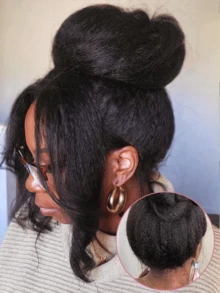 NATAN 4C Edges And Kinky Straight Hairline HD Transparent 13x4 Lace Frontal Human Hair Wig 13*4 Lace Front Wig With Pre-Plucked Baby Hair 180% Density Yaki Straight Lace Front Wig 8Inch-36 Inch - Natural & Black - View 1