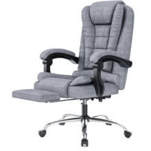 GartistGo Chaise de bureau ergonomique avec siège haut et fonction d'inclinaison réglable - Gris avec repose-pieds - Voir 3