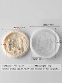 3 moldes religiosos de silicone para sabonetes, velas e artesanato em resina - fáceis de fazer, limpar e desmontar, design intrincado de presépio com Maria, José, jovens e pastores, perfeito para enfeites artesanais, materiais de artesanato e decorações de Natal, design de presépio, artesanato detalhado - Branco - Ver 8