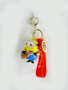 Minions Stuart Guitar Keychain Charm, Musical Minion, Guitar Detail, Bag & Key Decor, Desk Buddy, Gift For Music Lovers, Quirky Keychain, Alloy Chain, Kawaii Pop, Backpack Clip, Gift Ready, Limited Run, Minions Stuart Fan, Unique Gift, Pop Culture, Rock Vibes - Stuart Piano Model - View 6