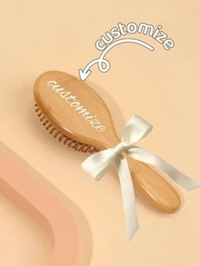 1pc Personalized Bamboo Hair Brush, Engraved Name, Anti-Static Hair Brush, Portable Hair Accessory, Wedding/Anniversary/Birthday Gift, Bridesmaid Gift, Unique Holiday/Party Souvenir, Multi-Functional, Decorative, Lettered Casual, Soft, Unique, Customized, Personalized, Ideal Gift For Her, Girlfriend, Wife, Boyfriend, Friend - Multicolor - View 4
