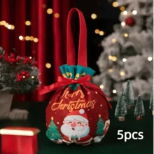 5 piezas Bolsa de embalaje para decoración navideña, Bolsa de regalo de Papá Noel, Bolsa de regalo de muñeco de nieve de Navidad para llevar en la mano, Bolsa de regalo de manzana de Nochebuena, Bolsa de embalaje de fruta navideña, Bolsa de regalo de caramelos, Bolsa decorativa de recuerdo Navidad, Decoraciones navideñas, Pijamas navideños, Regalos de Navidad, Decoración navideña