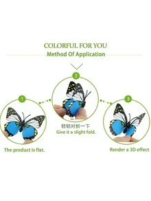 15 件 3D 蝴蝶可移除壁画墙贴，3D 立体装饰墙贴，适用于家庭房间、卧室、家居装饰、卧室装饰 - 藍色 - 查看 4