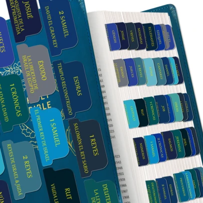 75 Spanish Soul-Nourishing Bible Tabs For Women - Peel-And-Stick Laminated, Large Print, Royal Blue, With Index Tabs For Easy Navigation, Perfect For Study Bibles, Bible Study Tabs|Peel And Stick Tabs| Paper Tabs, Bible Study Tabs
