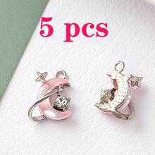 5/10/20pcs Random Pink Y2K Style Butterfly, Sun, Moon, Star, Heart Enamel Pendant Charms For DIY Necklace, Bracelet, Jewelry Making, Crafts, Keychain, Bag Charm - Pink - View 12