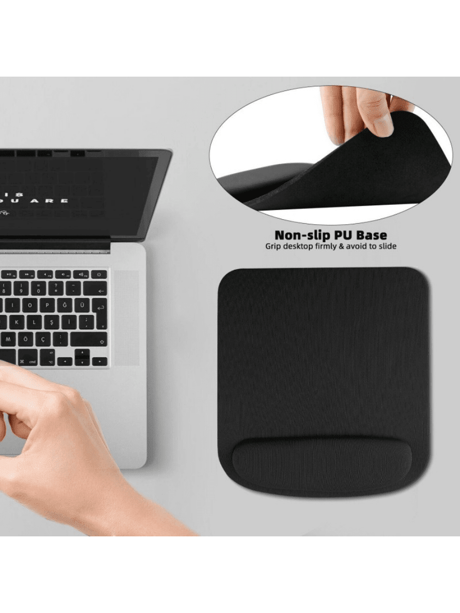 1pc  Ergonomic Wrist Rest Mouse Pad: Pressure-Relieving Support For Long-Hour Use, Ideal For Office Tasks & Gaming – Non-Slip Base, A Must-Have Desk Essential For Wrist Comfort - Black - View 4