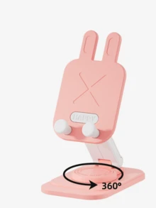 1 件 360° 可旋转卡通兔子手机支架，创意兔子形状可折叠便携式桌面支架，适用于智能手机和平板电脑 - 桌面支架 - 彩色 - 查看 9