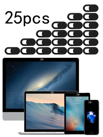 25个装摄像头遮挡盖，塑料材质，保护隐私，兼容、iPad、笔记本电脑、iMac、PC、智能手机，摄像头遮挡滑块，防水防震防摔防刮防指纹全覆盖