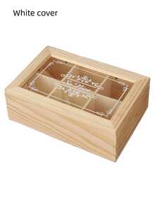 1pc Desktop Tea Bag & Tea Leaf Storage Box, 6 Compartments Coffee Snack Tea Bag Organizer Box, Candy Storage Container, Creative Home Decor, Wooden Storage Box With Transparent Glass Lid (The Wood Grain Pattern May Vary Slightly From The Actual Product Received)