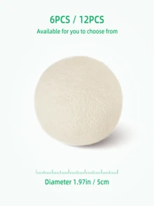 2/6/12 Pcs Wool Dryer Balls Drying Balls For Laundry, Natural Laundry Ball Fabric Softener, Chemical-Free, Reduces Wrinkles, Speeds Up Drying Time, Reusable - 白色 - 查看 4