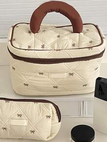 Große Kapazität tragbare Kosmetiktasche Kaffee Schleife Beere Schleife Schönheitstasche Stoff weich Reißverschluss Kosmetiktasche Kulturtasche Aufbewahrungsbox Zuhause & Reise täglicher Gebrauch süßes Schleifen-Design Mehrstufige Aufbewahrung Reise Kosmetiktasche Kulturtasche Reisenotwendigkeit Rückkehr zur Schule Muss-haben Reisebegleiter Kreuzfahrt Reisetasche, Make-up Tasche, Kosmetikkoffer, Make-up Tasche, Aufbewahrung, Weihnachtsgeschenke, Tasche, Reise, Geschenke für Frauen, Frauen Tasche, Clutch / kleine Handtasche, Make-up Organizer, Tasche, Pinselhalter, Mini Tasche, Große Kapazität Tasche - Kaffeebraun - Übersicht 8